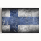 Black and white stretched canvas of a serene Finnish landscape, ideal for kitchen wall art or bedroom ambiance.
