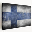 Large canvas print of a serene Finnish landscape in muted green and blue tones, ideal for kitchen wall art.