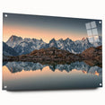 Acrylic print of the French Alps with vivid blue and white tones, suitable for bedroom or dining room decor.
