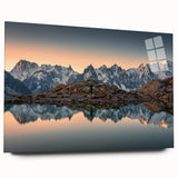 Acrylic print of the French Alps in muted earth tones, ideal for bedroom or dining room art.