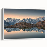 Vintage poster art of the French Alps on a framed canvas, featuring colorful art in extra large size.