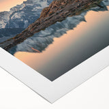 Art deco poster of the French Alps in muted earth tones on rolled canvas, suitable for dining room decor.