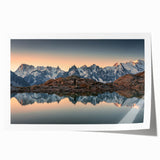 French Alps landscape print on rolled canvas, featuring muted green and earth tones, suitable for art wall dining room.