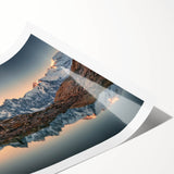 Extra large wall art featuring a line art design of flowers set against the French Alps, in muted natural tones.