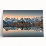 Black and white large art of the French Alps on stretched canvas, suitable for kitchen wall art.