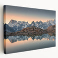 French Alps landscape on large stretched canvas, featuring muted earth tones, ideal for kitchen wall art.