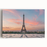 Black and white print of Paris skyline on stretched canvas, ideal for kitchen wall art or bedroom ambiance.