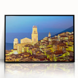 Large abstract wall art depicting the Provence landscape in muted earth tones, framed in black acrylic.