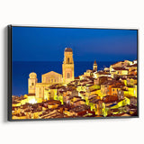 Black and white landscape art of Provence, France on a framed canvas, suitable for bedroom decor.
