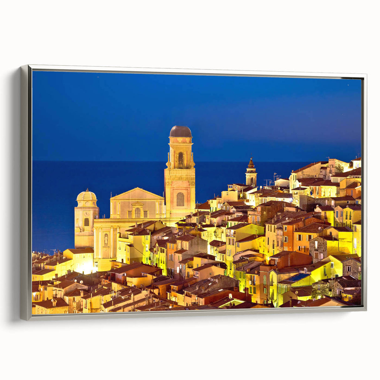 Landscape art painting of Provence, France in vibrant colors on framed canvas, ideal for living room decor.