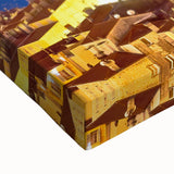 Black and white landscape art painting of Provence on stretched canvas, ideal for bedroom wall decor.