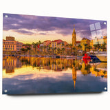 Large abstract wall art depicting a scenic view of southern France, rendered in muted earth tones on acrylic glass.