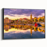 Black and white vintage poster art of a South France landscape on framed canvas, suitable for bedroom wall decor.