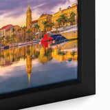 Extra large framed canvas featuring a textured depiction of a black and colorful South France scenery.