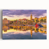 Black and white stretched canvas featuring a large scenic view of Southern France, ideal for kitchen wall art.