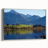 Landscape art painting of Bavarian scenery on a framed canvas.