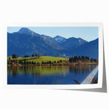 Rolled print of a Bavarian landscape in muted greens and blues, ideal for art wall dining room decor.