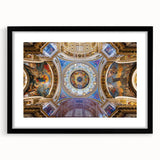 Colorful abstract art print of a European scenery, textured on a large black-framed canvas, ideal for living room decor.