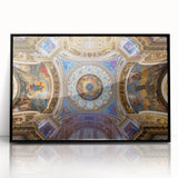 Large abstract wall art of Rome's skyline in muted earth tones on a black framed acrylic, ideal for modern living room decor.