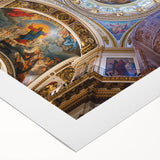 Art deco poster of Rome with muted earth tones on rolled canvas, suitable for dining room wall art.