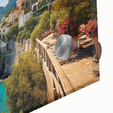 Large abstract wall art of Sicilian landscape in muted earth tones on acrylic glass, ideal for bedroom or dining room decor.