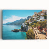 Black and white stretched canvas featuring a scenic view of Sicily, ideal for kitchen wall art or bedroom ambiance.