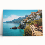 Black and white large art print of Sicily landscape on stretched canvas, ideal for kitchen wall art.