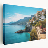 Large canvas print of a Sicilian landscape in muted earth tones, ideal for kitchen wall art.