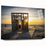 Large abstract wall art of a European scenery in Latvia on acrylic glass, in cool blue and green tones.