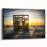 Black and white framed canvas of a vintage European landscape, ideal for bedroom wall art.