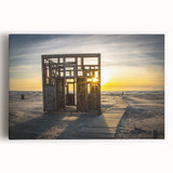 Black and white stretched canvas of a scenic European landscape, ideal for kitchen wall art.
