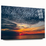 Large abstract wall art depicting a European scenery in muted earth tones on acrylic glass.