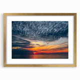 Abstract art print of a European Lithuanian landscape in muted earth tones, framed in gold.