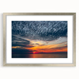 Extra large abstract art print depicting a textured European landscape in muted earth tones, framed in silver.