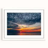 Textured abstract art print of a European Lithuanian scenery in muted earth tones, framed with a white mat.