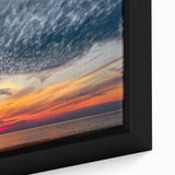 Extra large framed canvas of a textured black wall art depicting a colorful European Lithianian scenery.