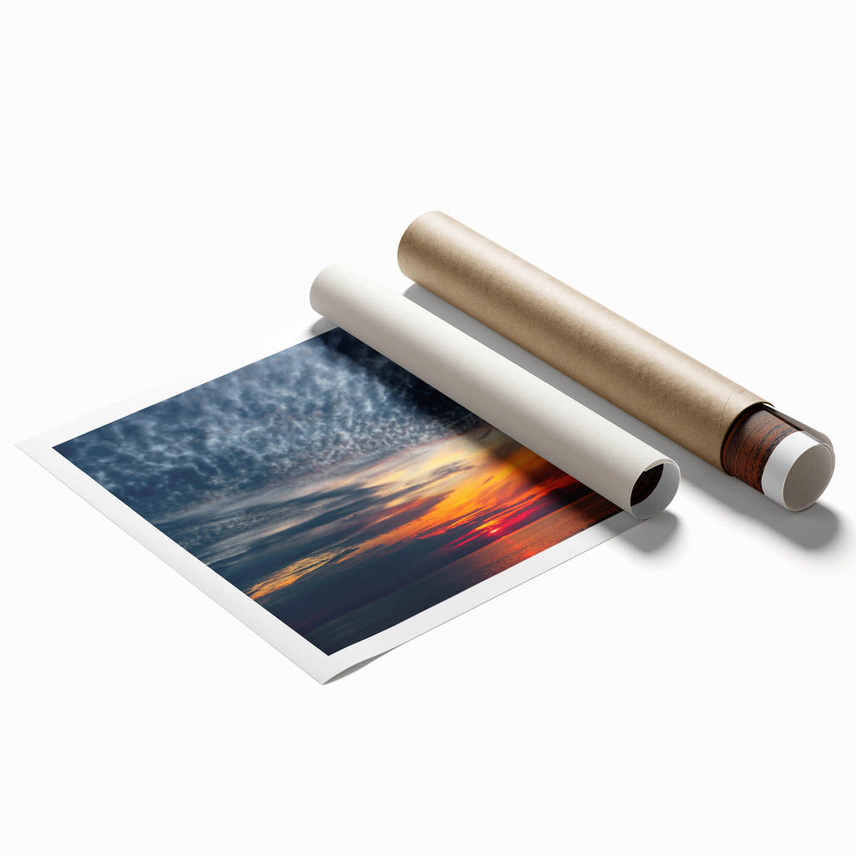 Extra large rolled print of a serene Lithuanian landscape with soft floral elements in pastel shades.