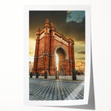 Scenic Barcelona landscape on a rolled canvas print featuring soft pastel colors, ideal for art wall dining room placement.