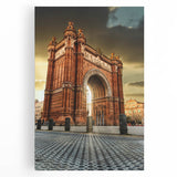 Black and white large art print of Barcelona scenery on stretched canvas, suitable for kitchen or bedroom wall art.