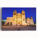 Black and white large art print of Oaxaca scenery on stretched canvas, ideal for kitchen wall art.