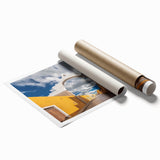 Extra large rolled print of Yucatan scenery with vibrant floral elements, ideal for classy bathroom wall art.