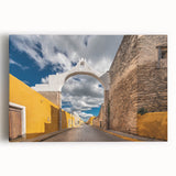 Black and white photograph of Yucatan scenery on large stretched canvas, ideal for kitchen wall art.