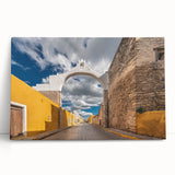 Black and white stretched canvas of Yucatan scenery, ideal for kitchen wall art or bedroom ambiance.
