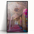 Large abstract wall art featuring a stylized view of Middle Eastern scenery in muted earth tones on a framed acrylic print.