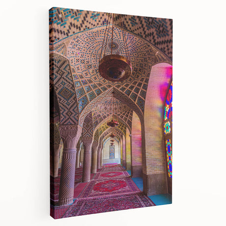 Middle Eastern landscape on stretched canvas featuring earth tones, ideal for kitchen wall art.