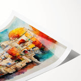 Extra large wall art featuring line art flowers in muted earth tones on rolled canvas, ideal for large living room decor.