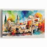 Black and white stretched canvas featuring a scenic Middle Eastern landscape, ideal for kitchen wall art.
