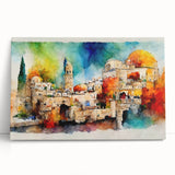 Black and white stretched canvas of a Middle Eastern cityscape, ideal for kitchen wall art or bedroom ambiance.