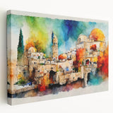 Large canvas print featuring a Middle-Eastern landscape in muted earth tones, ideal for kitchen wall art.