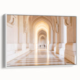 Vintage poster art of a Middle Eastern Oman scenery in vibrant colors on a large framed canvas, ideal for living room decor.